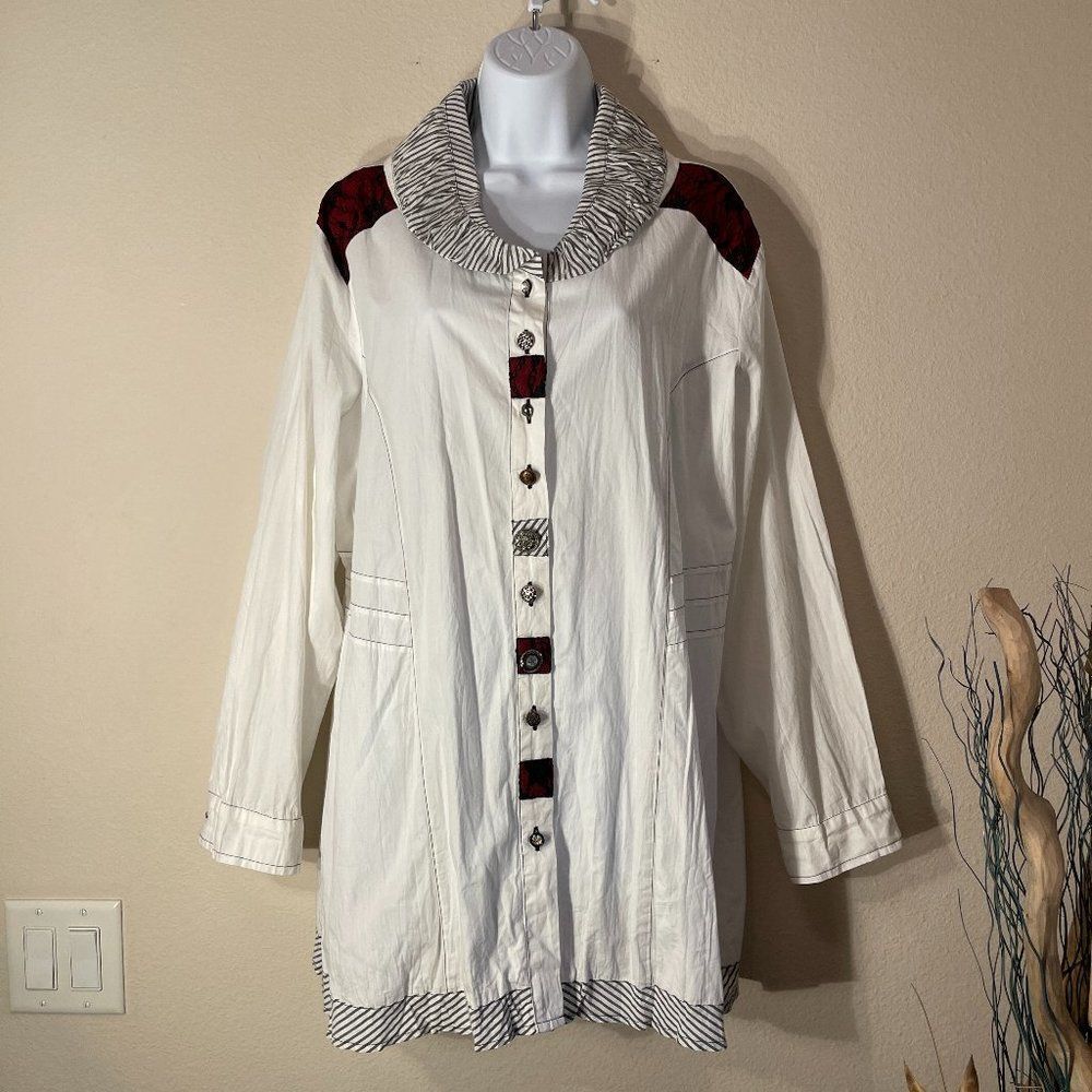 Parsley & Sage 100% Cotton wash and wring lightweight jacket  buttons 1X
